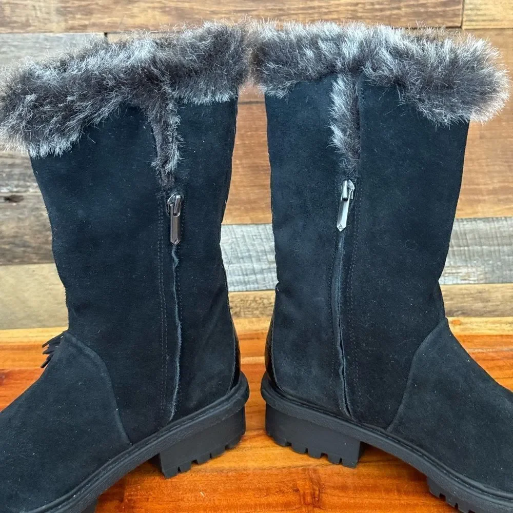 Sam Edelman Tilden Black fringe suede Winter & Rain Boots NWOT sz 7.5